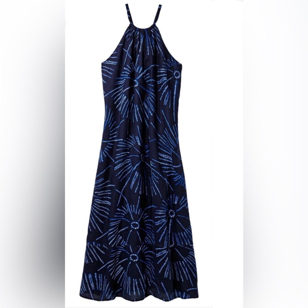 Tommy Bahama Linen Halter Star Burst Maxi‎ Dress Size Small